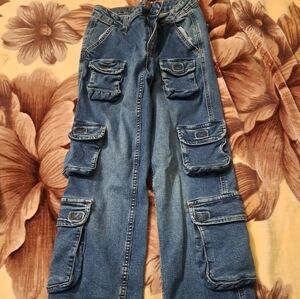 Women's Blue Cargo Jeans